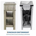 Table d'entrée GustoWave, Console avec 2 tiroirs de rangement, Table de canapé rustique à 3 niveaux, Tables de couloir, Gris rustique