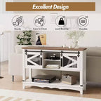 GustoWave Table console de ferme de 118 cm avec portes coulissantes et armoire de rangement - Table d'entrée, Table de canapé pour salon, Blanche