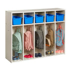 Vestiaire à 5 compartiments pour tout-petits et 5 bacs de rangement avant à écope ECR4Kids Streamline, Rangement à casiers