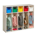 Vestiaire à 5 compartiments pour tout-petits et 5 bacs de rangement avant à écope ECR4Kids Streamline, Rangement à casiers