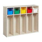 ECR4Kids Streamline 5-Section Toddler Coat Locker and 5 Scoop Front Bins, Cubby Storage