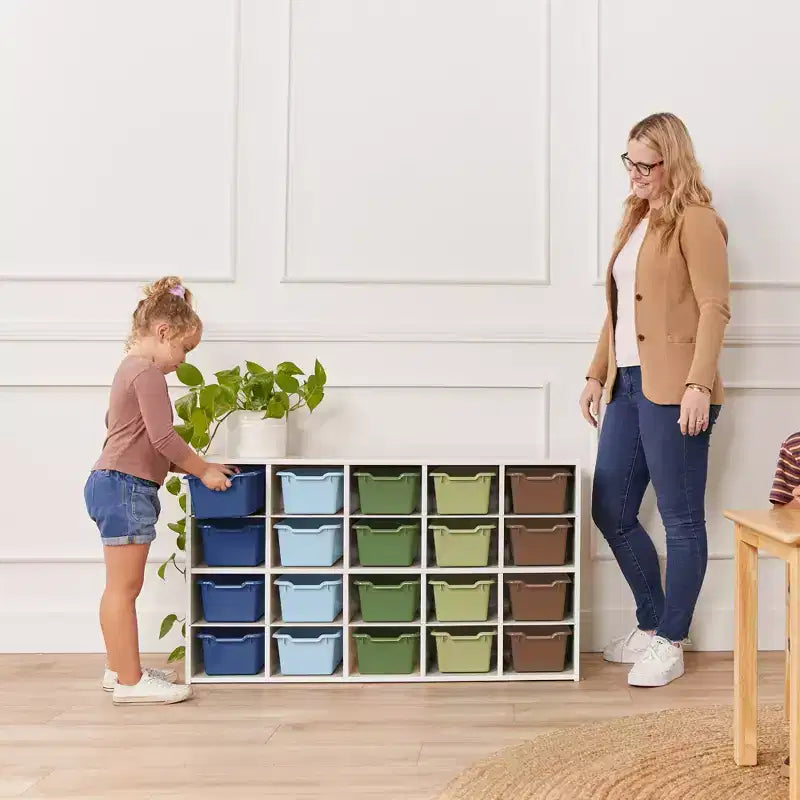 Meuble de rangement ECR4Kids Streamline 20 bacs avec 20 bacs à façade ouverte, 4x5, Meuble pour enfants