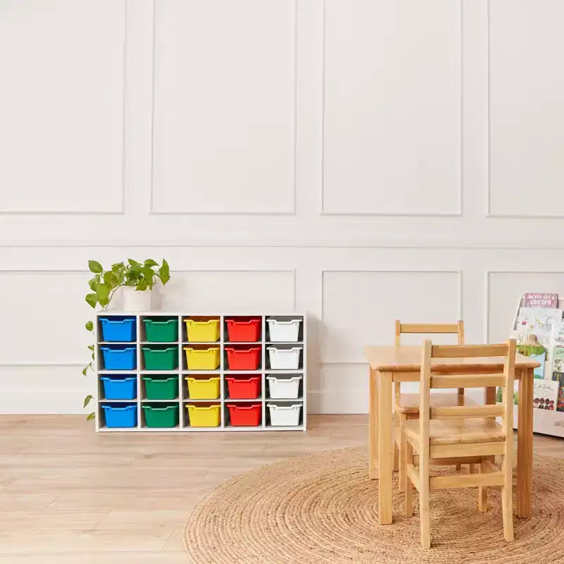 Meuble de rangement ECR4Kids Streamline 20 bacs avec 20 bacs à façade ouverte, 4x5, Meuble pour enfants