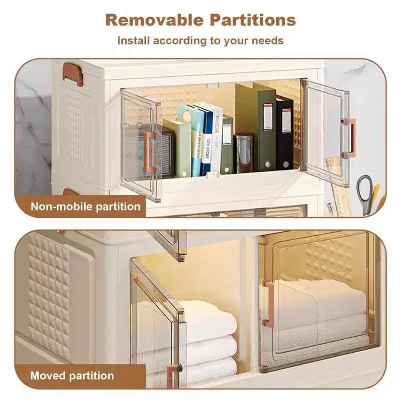 GustoWave Bacs de Rangement Empilables à 4 Niveaux avec Couvercle Organisateurs de Placard Bacs de Rangement Pliables en Plastique Boîtes de Rangement pour Chambre à Coucher Salon