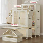 GustoWave Armoire penderie 4 niveaux pour enfants - Armoire portable pour enfants avec portes et roulettes - Organiseur de vêtements de bébé pliable avec tringle à suspendre et 10 cintres