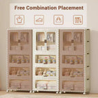 GustoWave Armoire penderie 4 niveaux pour enfants - Armoire portable pour enfants avec portes et roulettes - Organiseur de vêtements de bébé pliable avec tringle à suspendre et 10 cintres