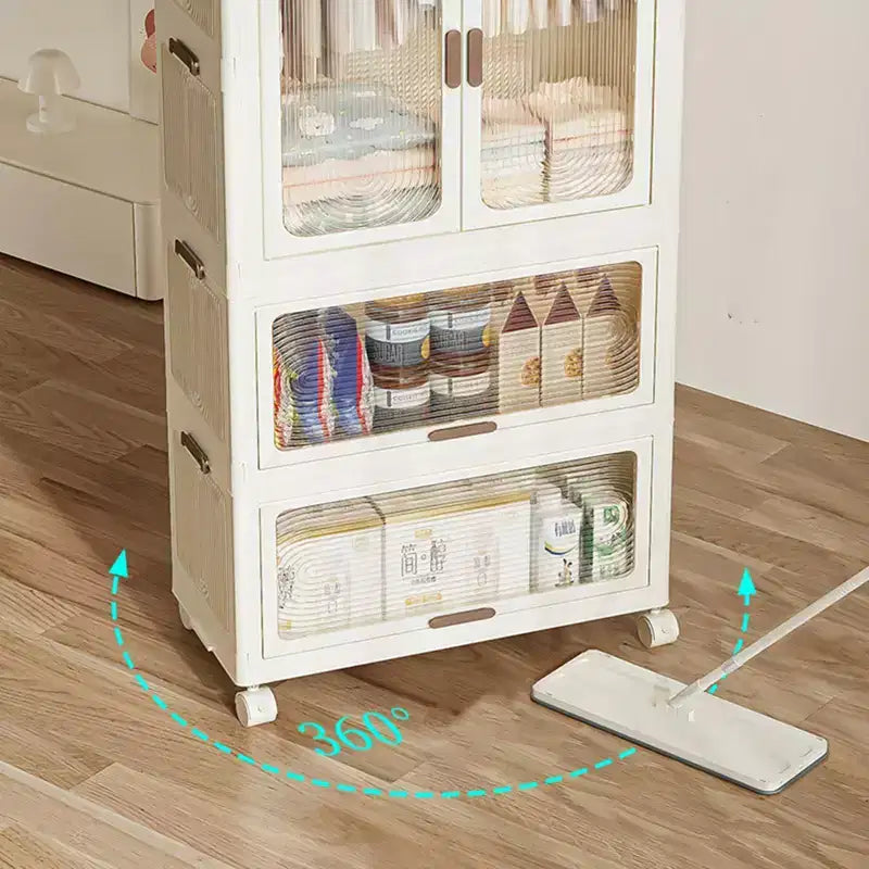 GustoWave Armoire penderie 4 niveaux pour enfants - Armoire portable pour enfants avec portes et roulettes - Organiseur de vêtements de bébé pliable avec tringle à suspendre et 10 cintres
