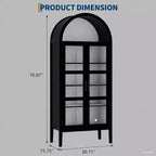COZONY 70 Armoire de cuisine cintrée avec lumières LED et portes vitrées, étagère réglable, bibliothèque d'exposition