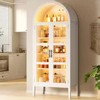 COZONY 70 Armoire de cuisine cintrée avec lumières LED et portes vitrées, étagère réglable, bibliothèque d'exposition