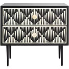 Tessie Bone Inlay 2-Drawer Nighstand - SFV6609 - Bone/Black - Safavieh Couture