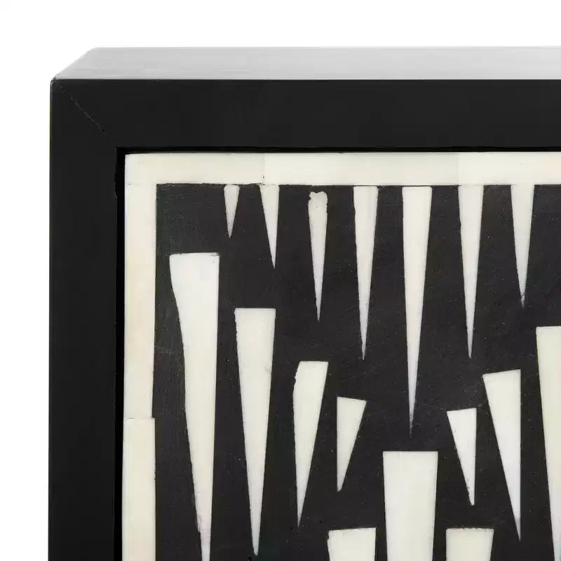 Table de chevet Tessie 2 tiroirs avec incrustation en os - SFV6609 - Os/Noir - Safavieh Couture