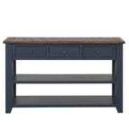 Hostack Console de 48 pouces en bois massif avec 3 tiroirs de rangement et 2 étagères, bleue