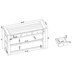 Hostack Console de 48 pouces en bois massif avec 3 tiroirs de rangement et 2 étagères, bleue