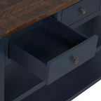Hostack Console de 48 pouces en bois massif avec 3 tiroirs de rangement et 2 étagères, bleue