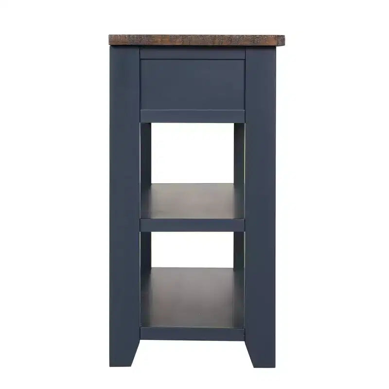 Hostack Console de 48 pouces en bois massif avec 3 tiroirs de rangement et 2 étagères, bleue