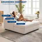Chaise longue surdimensionnée de 54 pouces, canapé-lit rembourré avec 4 oreillers et porte-gobelet, canapé en velours côtelé confortable pour salon ou chambre à coucher
