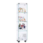 Meuble vitrine Okak avec porte en verre et étagères en acrylique, meuble de rangement avec serrure et roulettes, armoire pour salon, chambre à coucher
