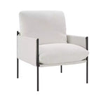 Fauteuil d'appoint blanc avec accoudoirs en bois et coussin amovible