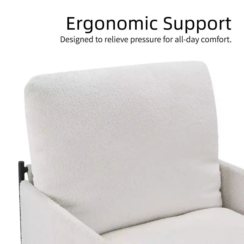 Fauteuil d'appoint blanc avec accoudoirs en bois et coussin amovible