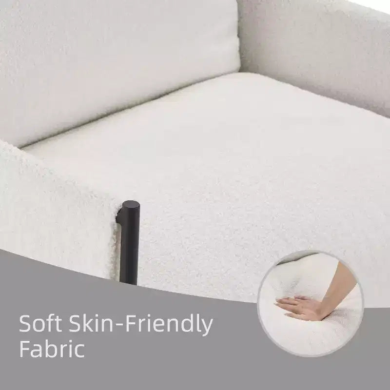 Fauteuil d'appoint blanc avec accoudoirs en bois et coussin amovible
