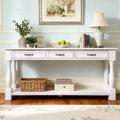 Hostack 63'' Long Wood Console Table with 3 Drawers and 1 Bottom Shelf for Entryway and Hallway, Antique White