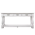 Console Hostack en bois de 160 cm de long avec 3 tiroirs et 1 étagère inférieure pour entrée et couloir, Blanc antique