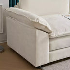 Canapé en chenille bleu Karl Home | 85,4 po L avec accoudoirs, coussin double-couche surpiqué et pouf