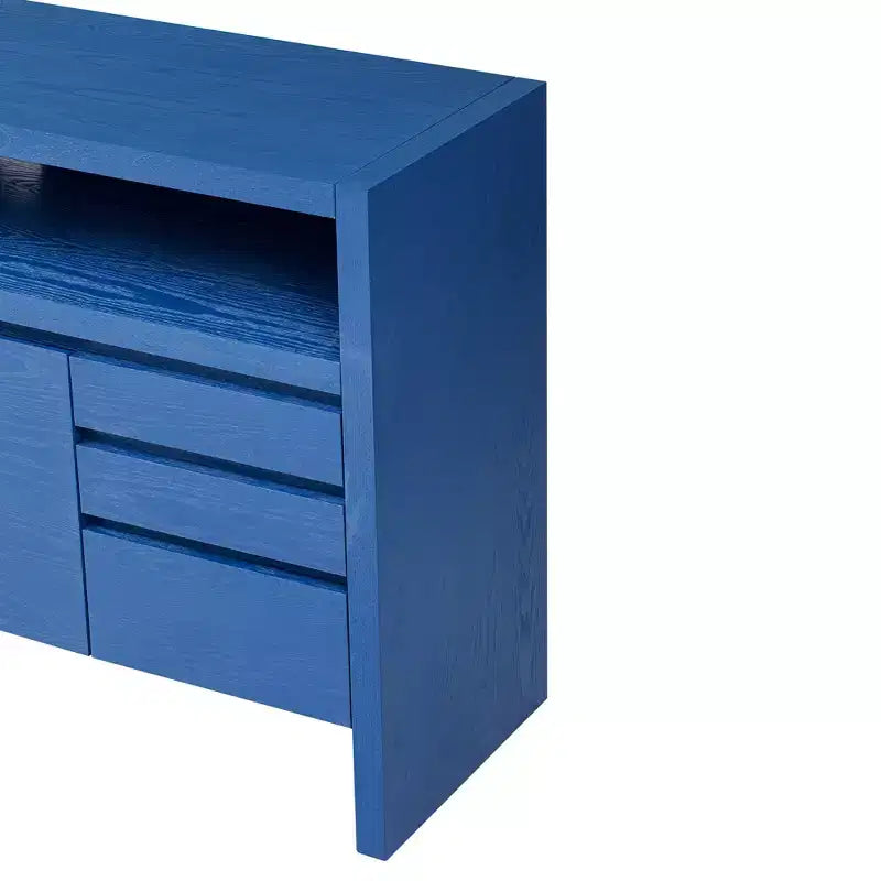 Buffet Luxystar moderne 60 avec étagère ouverte et tiroirs de rangement, bleu marine