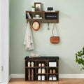 Ensemble d'entrée Acekool 31.5 - Porte-manteau mural + banc à chaussures avec rangement et tableau noir, design rétro