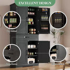 COZONY Armoire de cuisine haute de 183 cm avec tiroir et étagères réglables, buffet de rangement style ferme pour salle à manger ou buanderie