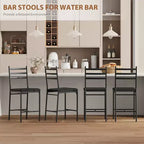 Tabourets de bar lot de 4, tabourets de bar hauteur comptoir chaises de salle à manger en métal avec dossier et coussin épais en cuir PU chaises de salle à manger de restaurant