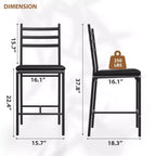Tabourets de bar lot de 4, tabourets de bar hauteur comptoir chaises de salle à manger en métal avec dossier et coussin épais en cuir PU chaises de salle à manger de restaurant