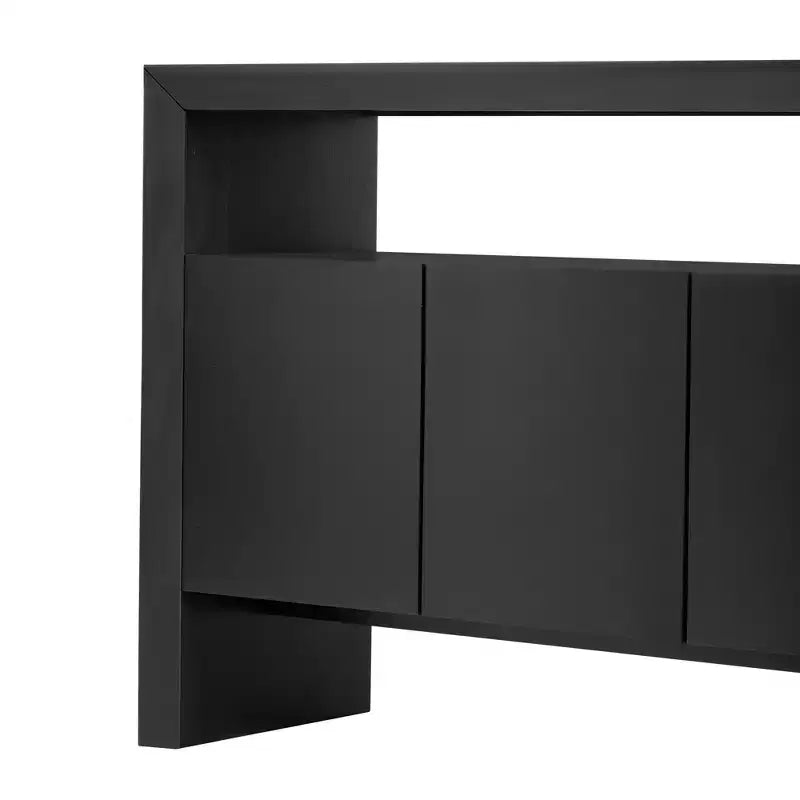 Luxystar Buffet moderne avec 4 portes et étagère ouverte, Table console, Noir