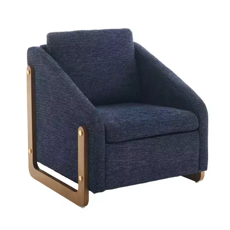 Fauteuil rembourré moderne Zeus & Ruta en tissu chenille avec cadre latéral en bois, assise et dossier rembourrés