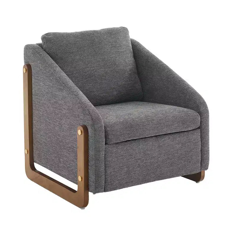 Fauteuil rembourré moderne Zeus & Ruta en tissu chenille avec cadre latéral en bois, assise et dossier rembourrés