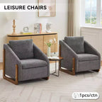 Fauteuil rembourré moderne Zeus & Ruta en tissu chenille avec cadre latéral en bois, assise et dossier rembourrés
