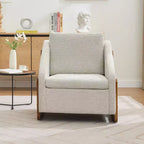 Fauteuil rembourré moderne Zeus & Ruta en tissu chenille avec cadre latéral en bois, assise et dossier rembourrés