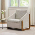 Zeus & Ruta Modern Chenille Fabric Modern Upholstered Armchair with Wooden Side Frame, Cushioned Seat & Backrest