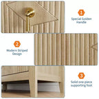 Commode 6 tiroirs pour chambre à coucher, commode en bois de 137 cm de large avec poignées métalliques, organiseur de rangement pour vêtements à cannelures, meuble TV pour couloir
