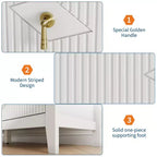 Commode 6 tiroirs pour chambre à coucher, commode en bois de 137 cm de large avec poignées métalliques, organiseur de rangement pour vêtements à cannelures, meuble TV pour couloir
