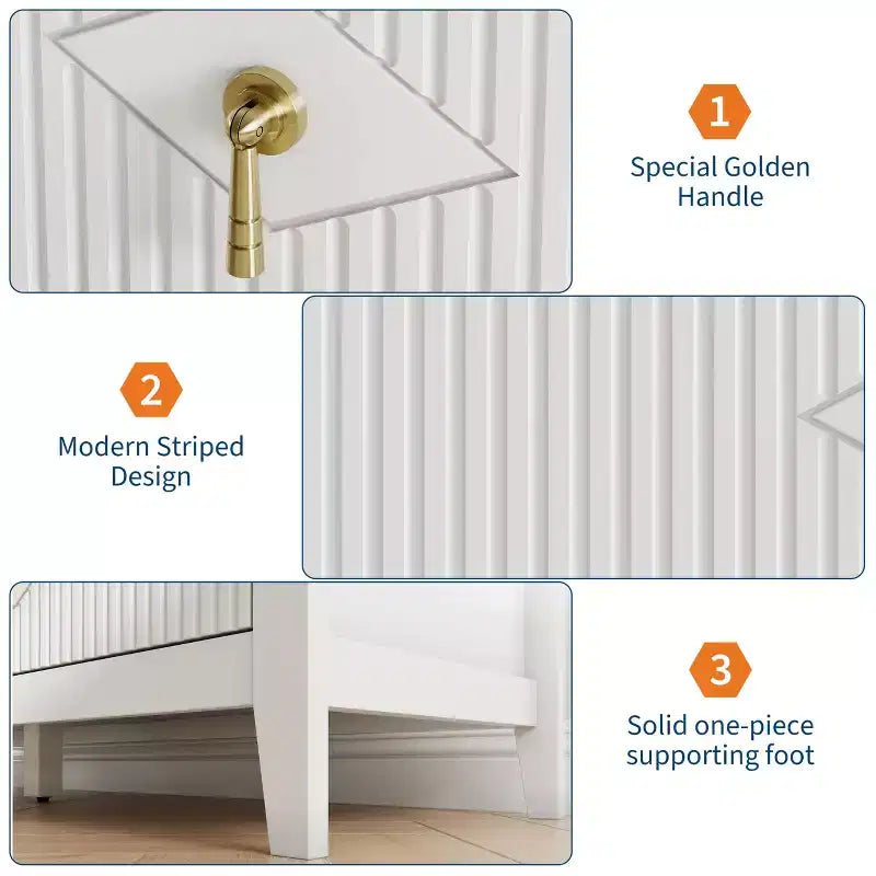Commode 6 tiroirs pour chambre à coucher, commode en bois de 137 cm de large avec poignées métalliques, organiseur de rangement pour vêtements à cannelures, meuble TV pour couloir