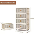 Boîtes de rangement pliables Acekool 31,5 avec couvercles, organiseur empilable à 4 niveaux avec portes magnétiques et roulettes pour le salon