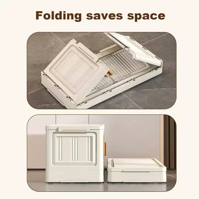Boîtes de rangement pliables Acekool 31,5 avec couvercles, organiseur empilable à 4 niveaux avec portes magnétiques et roulettes pour le salon