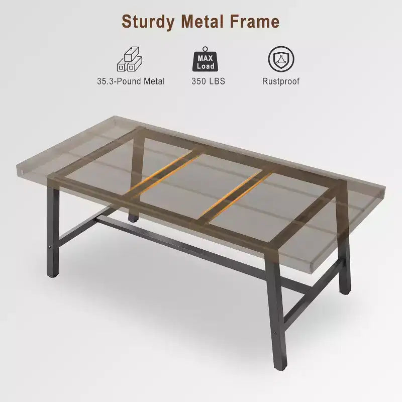 Grande table à manger rectangulaire de 160 cm pour 4 à 6 personnes, table de cuisine rustique en bois avec pieds en métal, table de patio industrielle pour salon, salle à manger