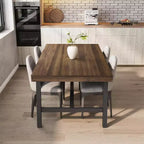 Grande table à manger rectangulaire de 160 cm pour 4 à 6 personnes, table de cuisine rustique en bois avec pieds en métal, table de patio industrielle pour salon, salle à manger
