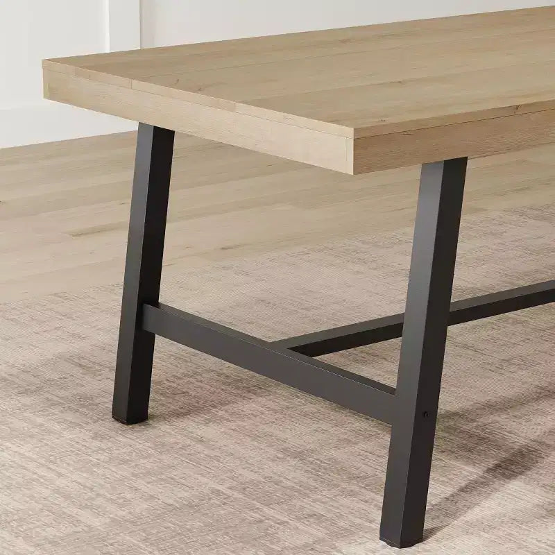 Grande table à manger rectangulaire de 160 cm pour 4 à 6 personnes, table de cuisine rustique en bois avec pieds en métal, table de patio industrielle pour salon, salle à manger