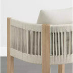 Tabouret de bar de comptoir moderne Spruce&Spring en bois d'acacia rembourré avec dossier en corde tressée à la main pour intérieur et extérieur, lot de 2