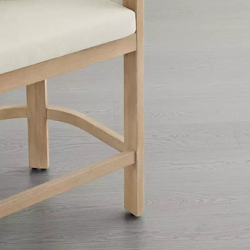 Tabouret de bar de comptoir moderne Spruce&Spring en bois d'acacia rembourré avec dossier en corde tressée à la main pour intérieur et extérieur, lot de 2