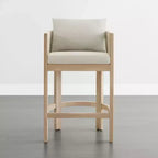 Tabouret de bar de comptoir moderne Spruce&Spring en bois d'acacia rembourré avec dossier en corde tressée à la main pour intérieur et extérieur, lot de 2