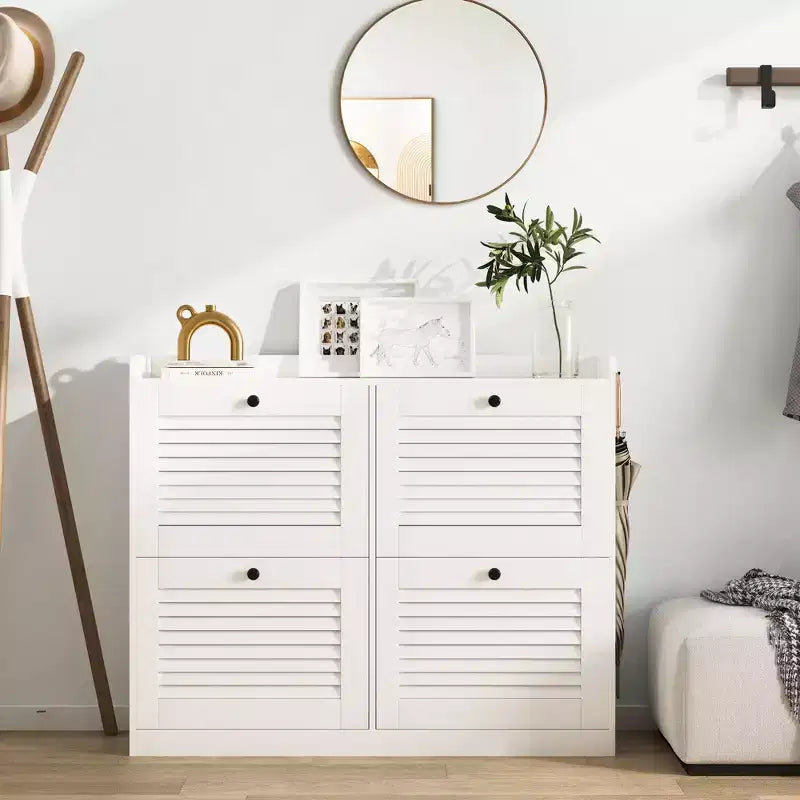 Meuble à chaussures avec tiroirs basculants, Meuble à chaussures étroit avec pieds en bois, Organisateur de chaussures autoportant pour couloir, chambre, salon